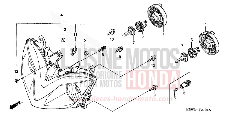 SCHEINWERFER (2) von CBR600F Special Edition WINNING RED (R258) von 2001